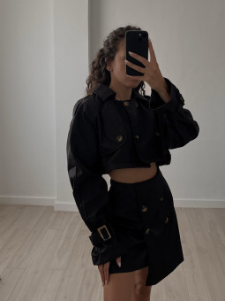 CONJUNTO GABARDINA CROP Y FALDA